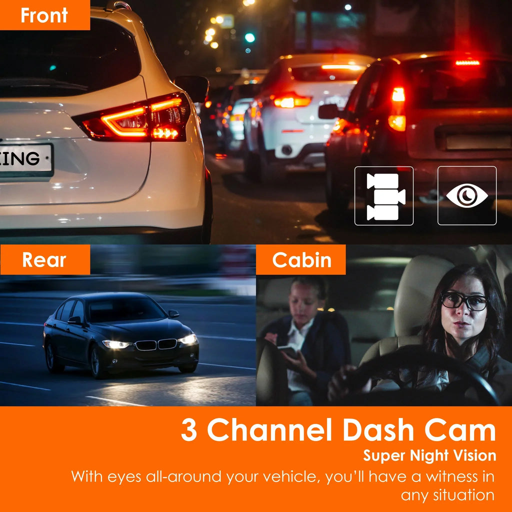 Rexing  3 Channel 1440p+1440p+1440p Front, Cabin and Rear Camera Dashcam with Built-in Wi-Fi &