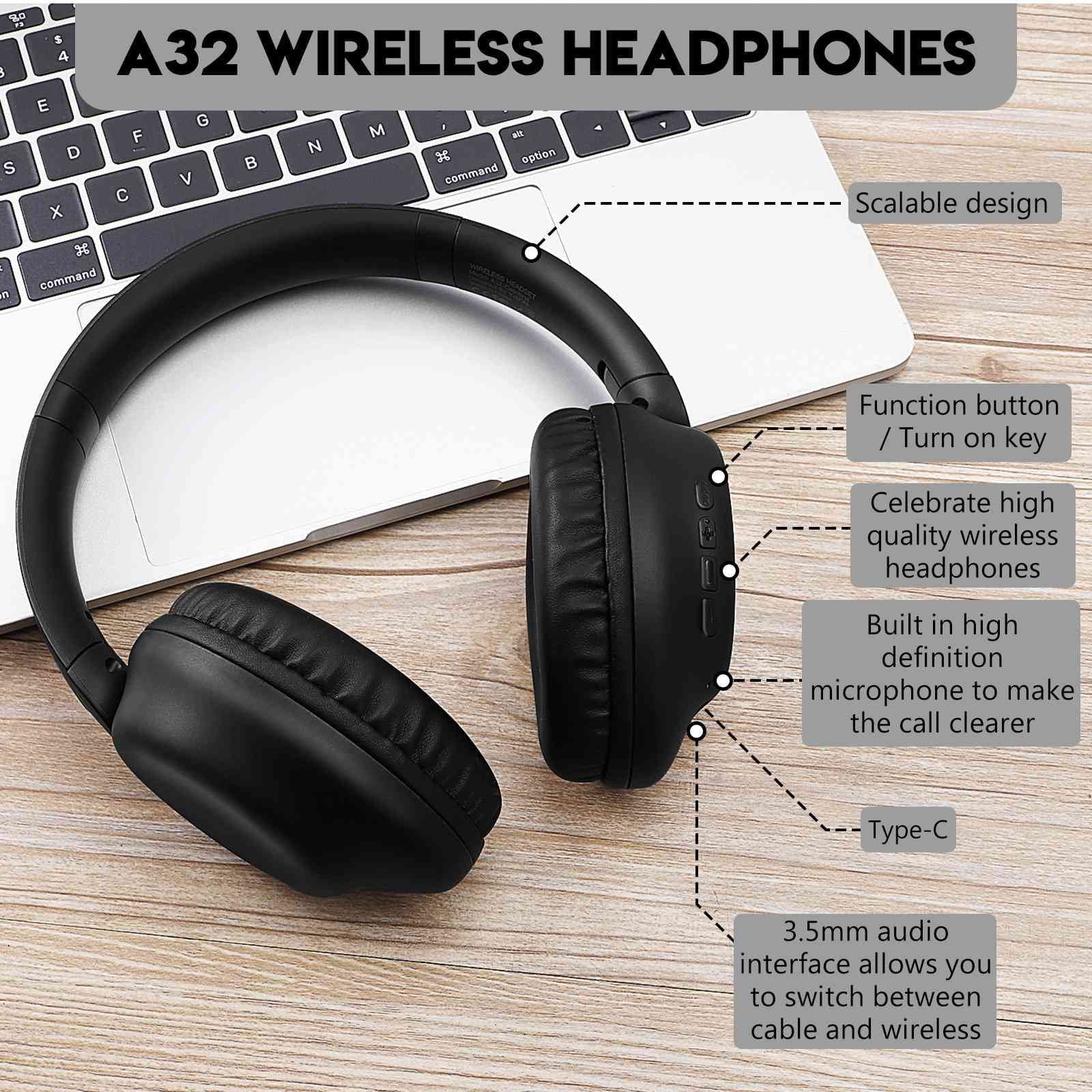 UrbanX  Wireless Bluetooth Stereo Earphones High Resolution Audio Deep Bass Superior Comfort Over The Ear Headphones with Mic for  Desire 628 phone Call Support
