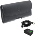 6ft  Cable 18W Fast Home Charger w Holster Leather Case Belt Clip for OnePlus 6, 8 5G  - Razer Phone 2 - Samsung Galaxy  Plus  Plus  Plus  Plus XCover FieldPro  Fan Edition
