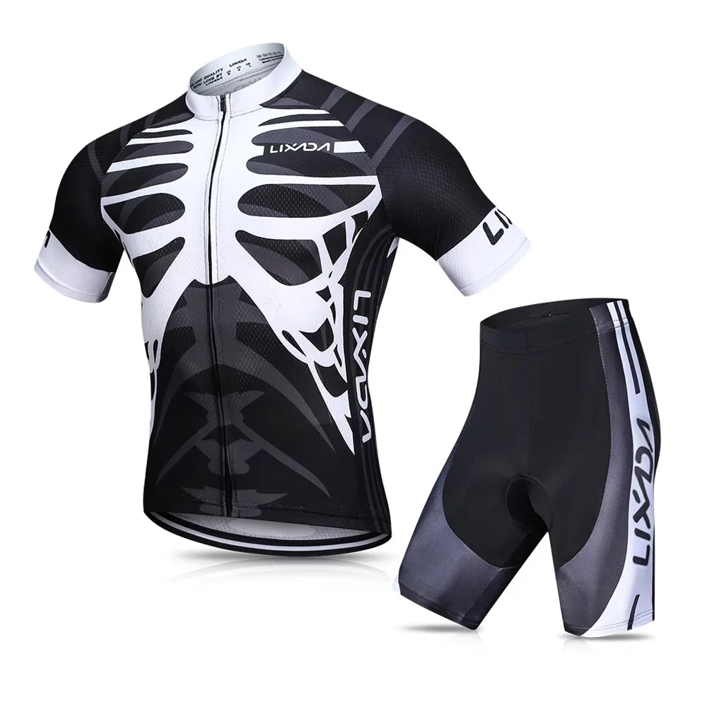 Dadypet Quick-Drying Men's Cycling Jersey Set - Short Sleeve Biking Shirt with Padded Shorts, Ideal for Mountain Bike Cycling