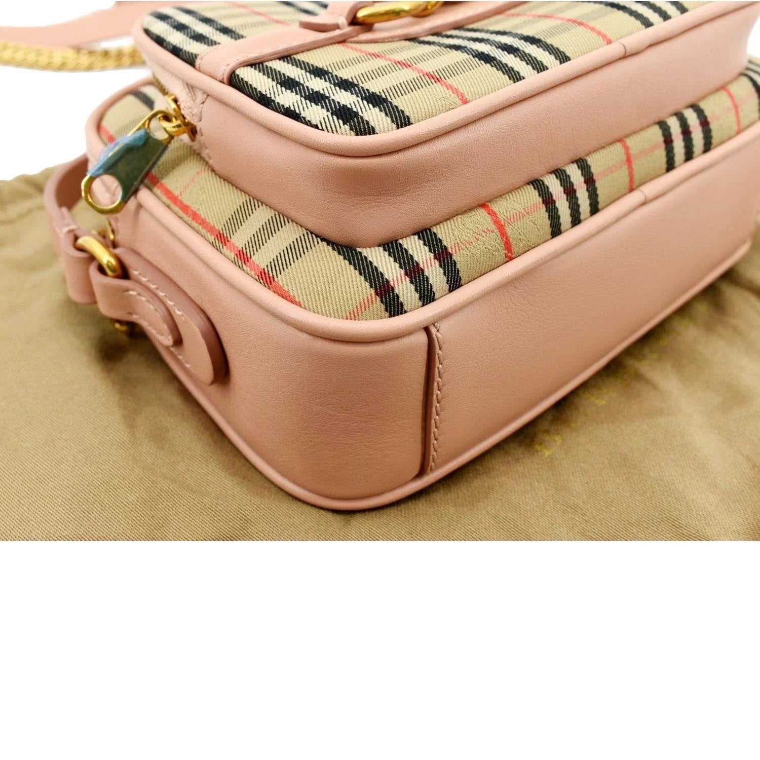 Pre-owned  1983 Knight Check Link Crossbody Camera Bag Light Pink