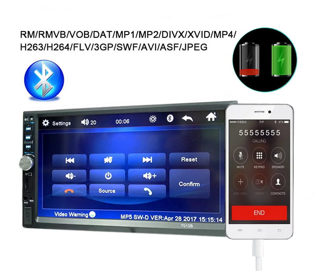 Polarlander Car Stereo Car Audio Double Din 7-inch  Touch Screen Car radio Player with Multimedia     /4/3 mirror link function Bluetooth with 4LED backup camera