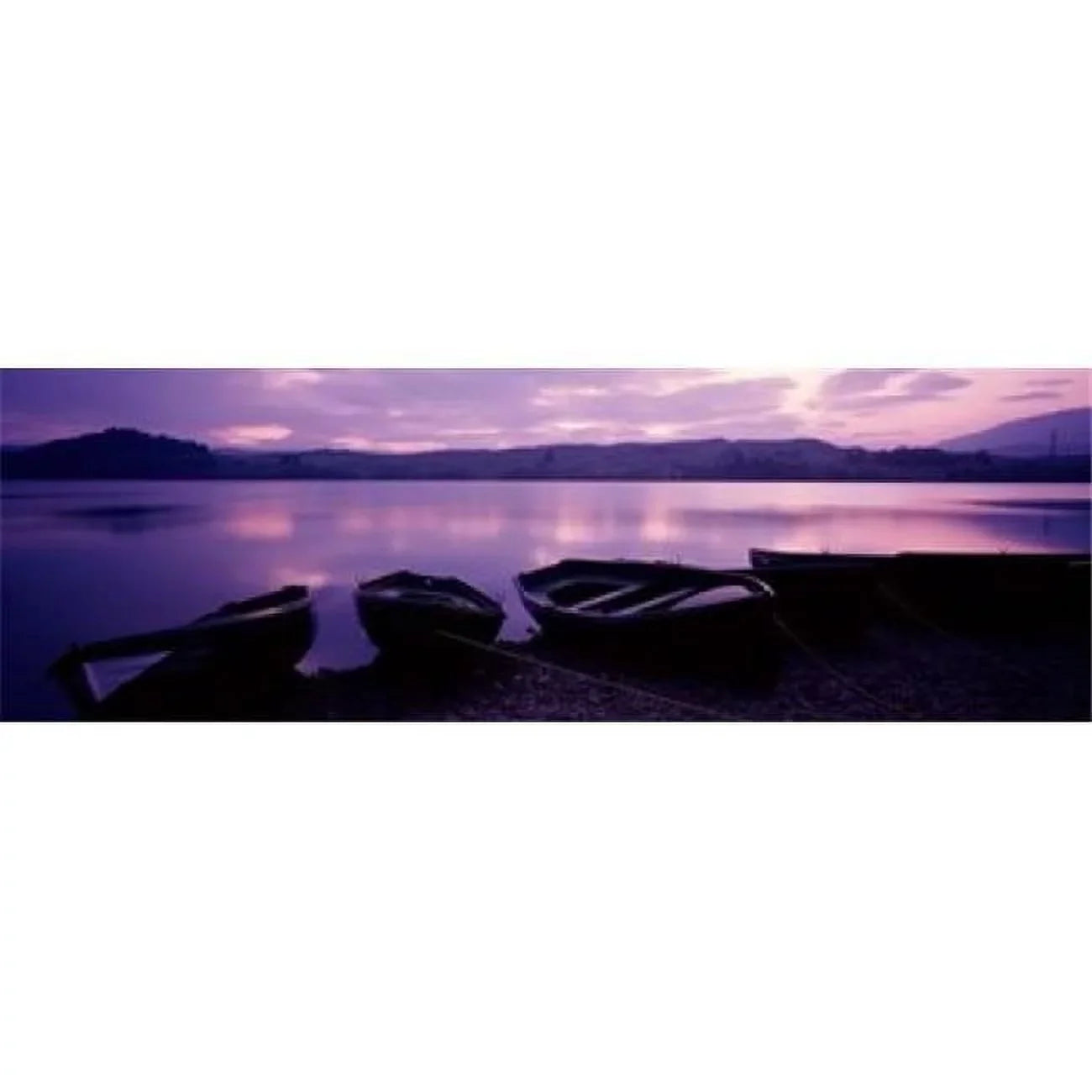 Sunset Fishing Boats Loch Awe Scotland Poster Print by  - 36 x 12