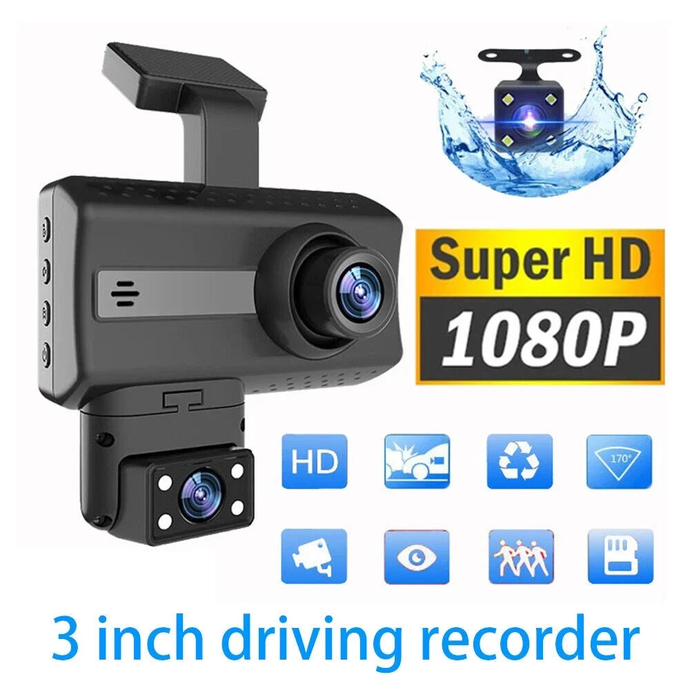 JahyShow Dual Lens Car Dash Cam Recorder: 1080P Front and Rear Camera Video,  Sensor