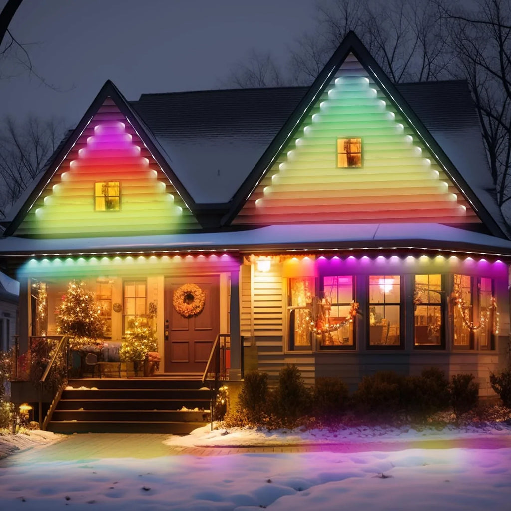Permanent Outdoor Lights, 100ft with 72  Eaves Lights  Waterproof,  Outdoor Lights with  Scene Modes, Suitable for Holiday and Daily Using, Work with Remote & Alexa