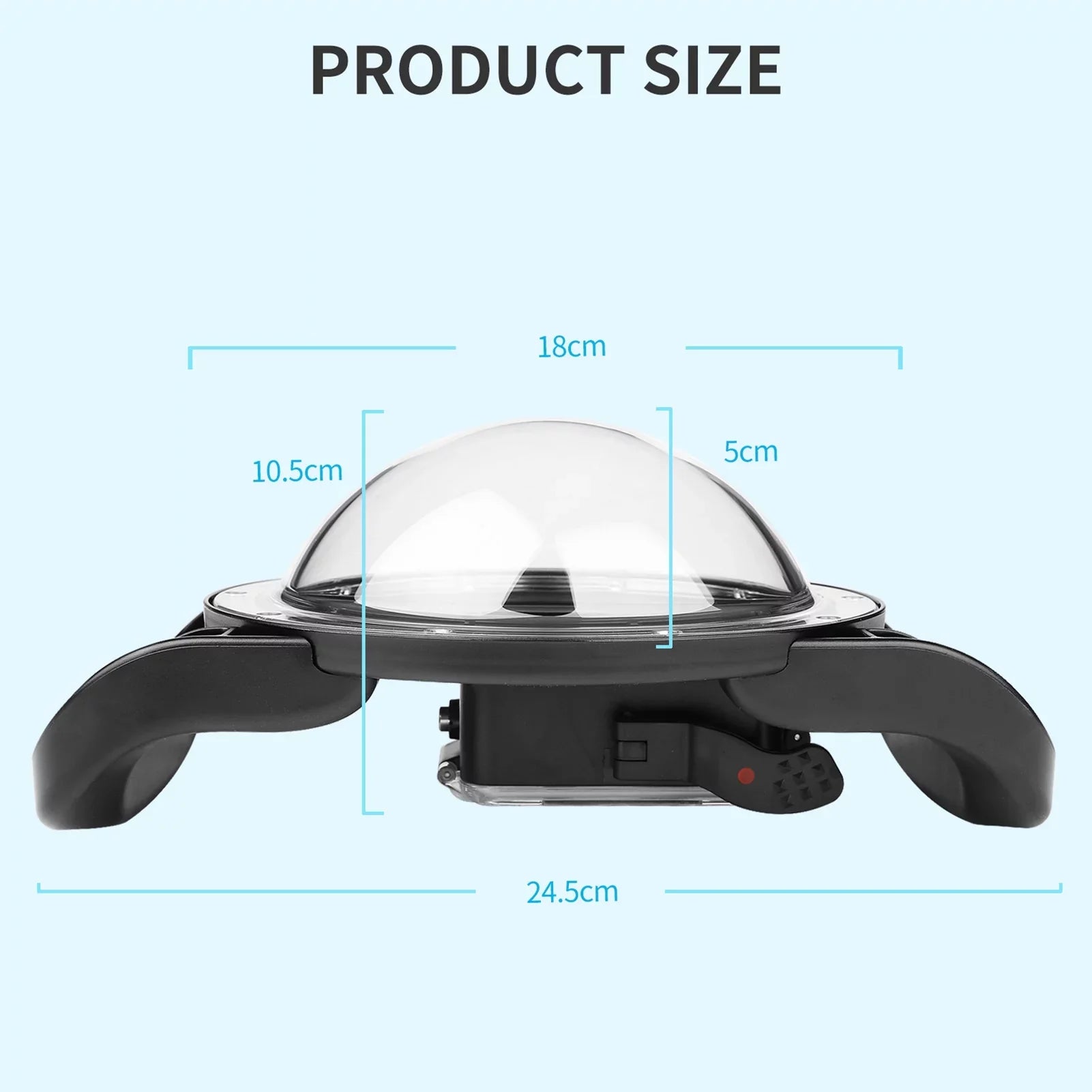 Waterproof Dome Port Case for  9 Black and  10SHOOT , Dual Handle, 45m Waterproof, 180° Wide Angle