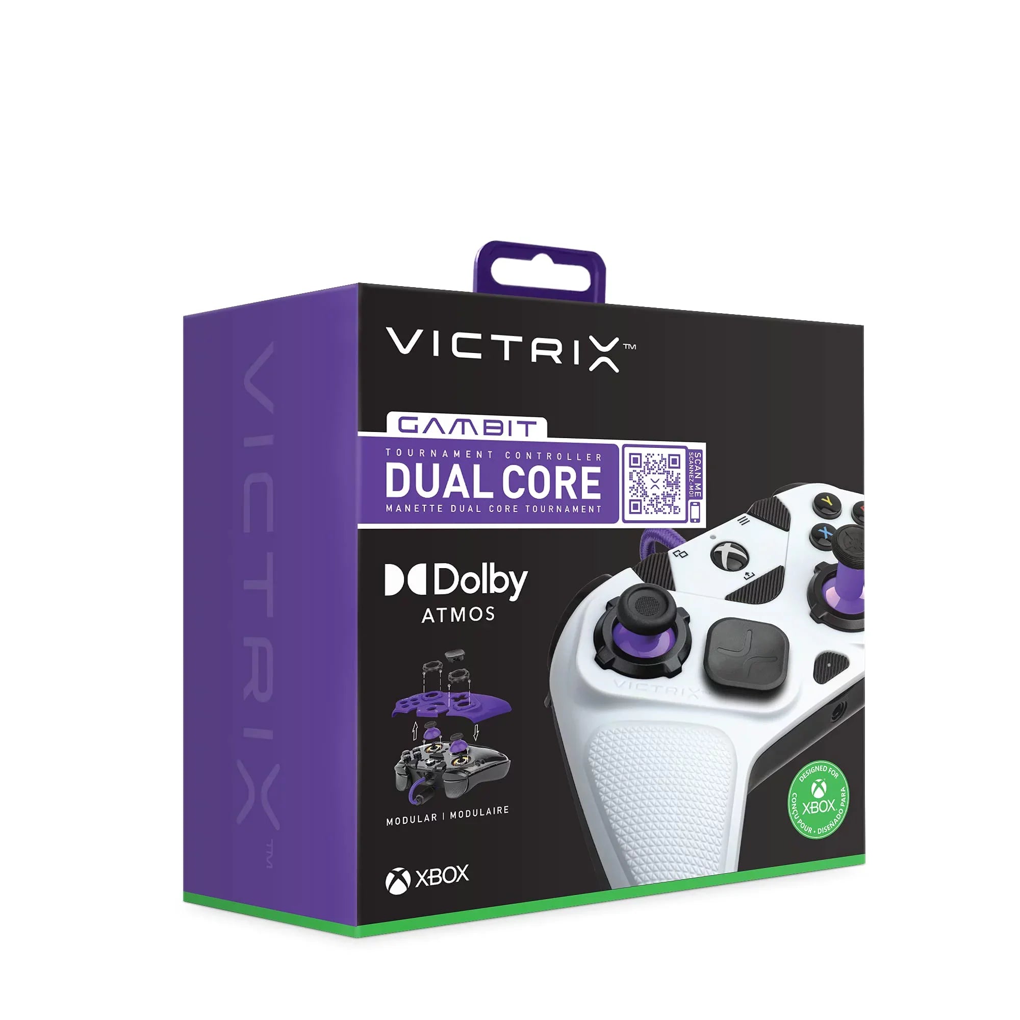 Gaming Victrix Gambit World's Fastest Xbox Controller, Elite Esports Design with Swappable Pro Thumb Sticks, Custom Paddles, Swappable White/Purple Faceplate for Xbox Series