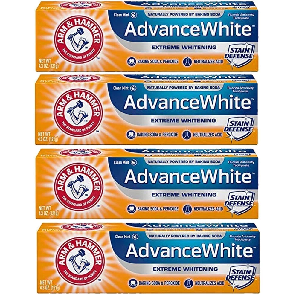 Pack of (4)  And  Advance White Baking Soda And Peroxide Toothpaste, Extreme Whitening 4.3 oz