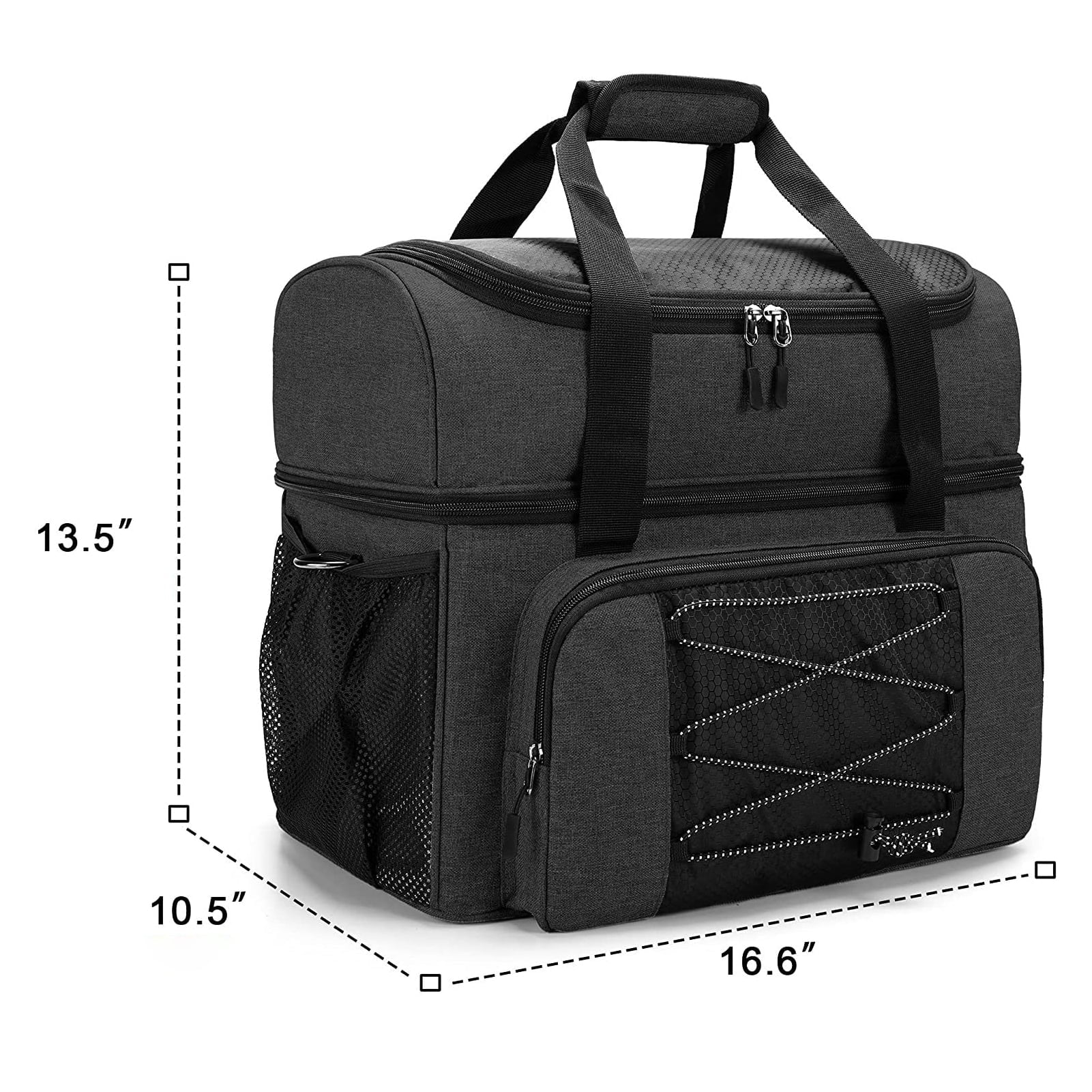 Suzicca Bowling Bag for 2 Balls Portable Bowling Tote Bag with Padded Ball Holder for Double Ball and Pair of Bowling Shoes up to Mens 16