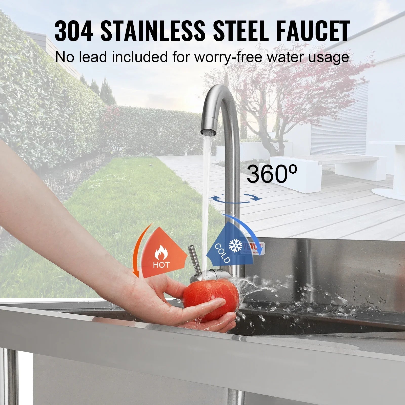 Stainless Steel Utility Sink Single Bowl w/Workbench 39.4 x 19.1 x 37.4 in