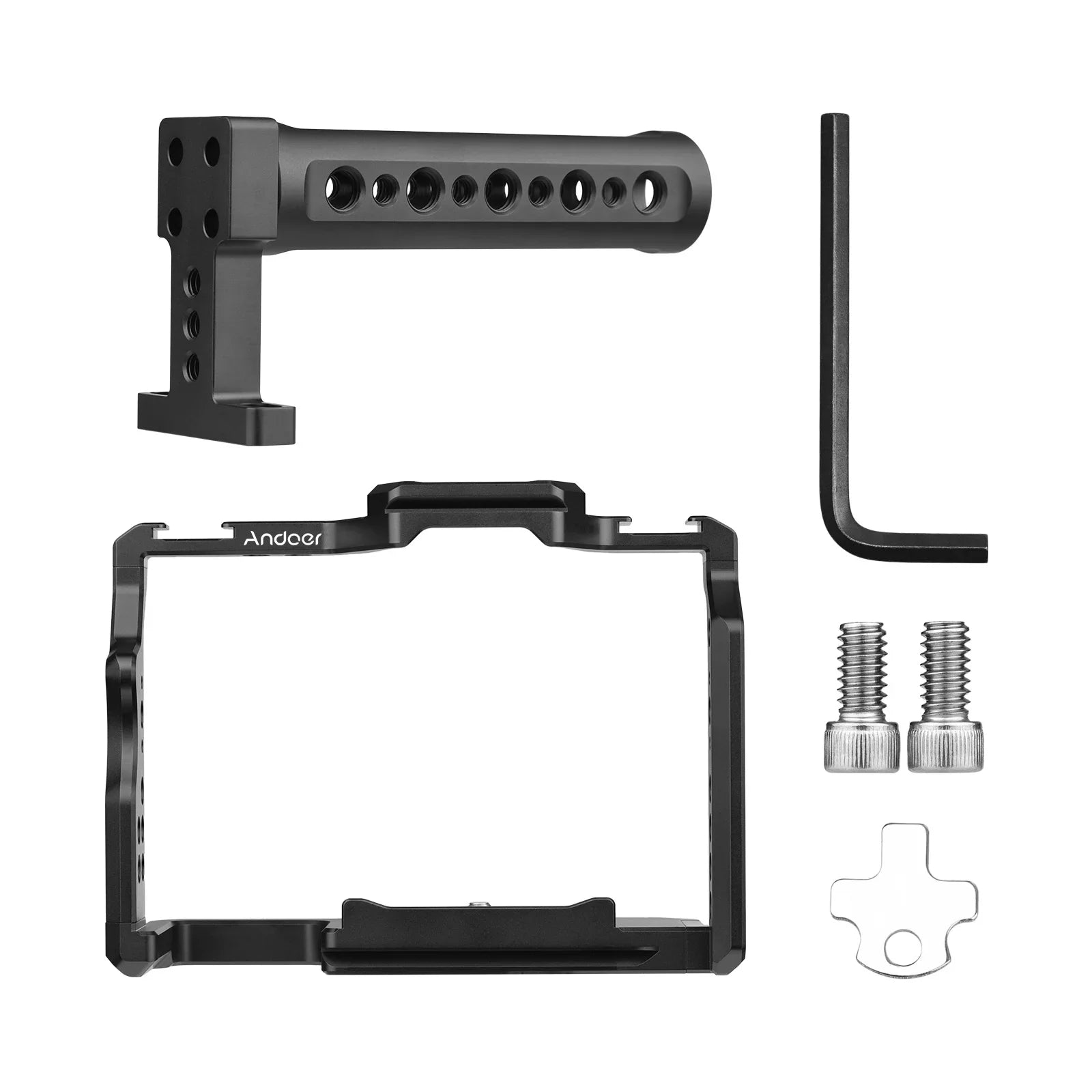 7299 Video Cage + Handle Kit Aluminum Alloy with Dual Cold Shoe Mounts Numerous 14 Inch Threads Replacement for Sony / / /  /  /