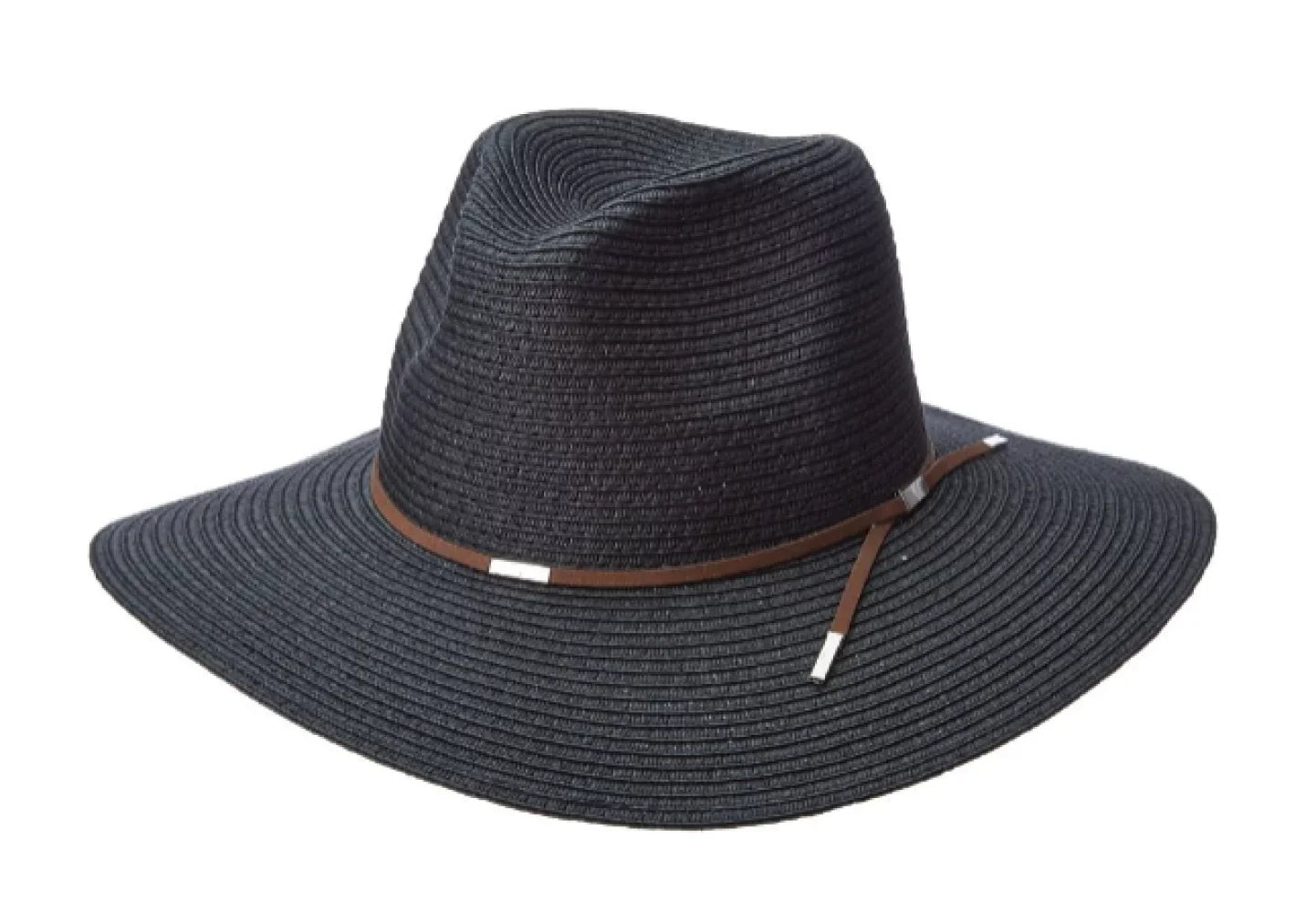 Scala - Braid Safari Hat with Faux Suede Trim- Black. One Size