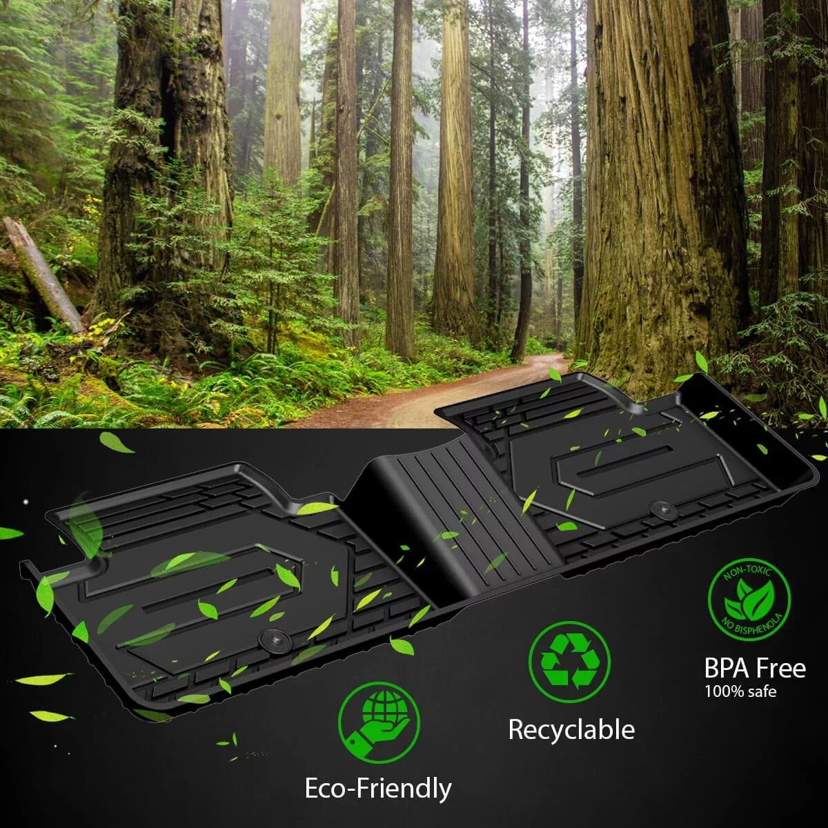 Lasfit Car Floor Liners for 2016-2021 Jeep Grand Cherokee ( Jeep Cherokee )  & Jeep Grand Cherokee  2022, All Weather  Vehicle Floor Mats Set, 1st and 2nd Row, Fit Bench Seating only, Black