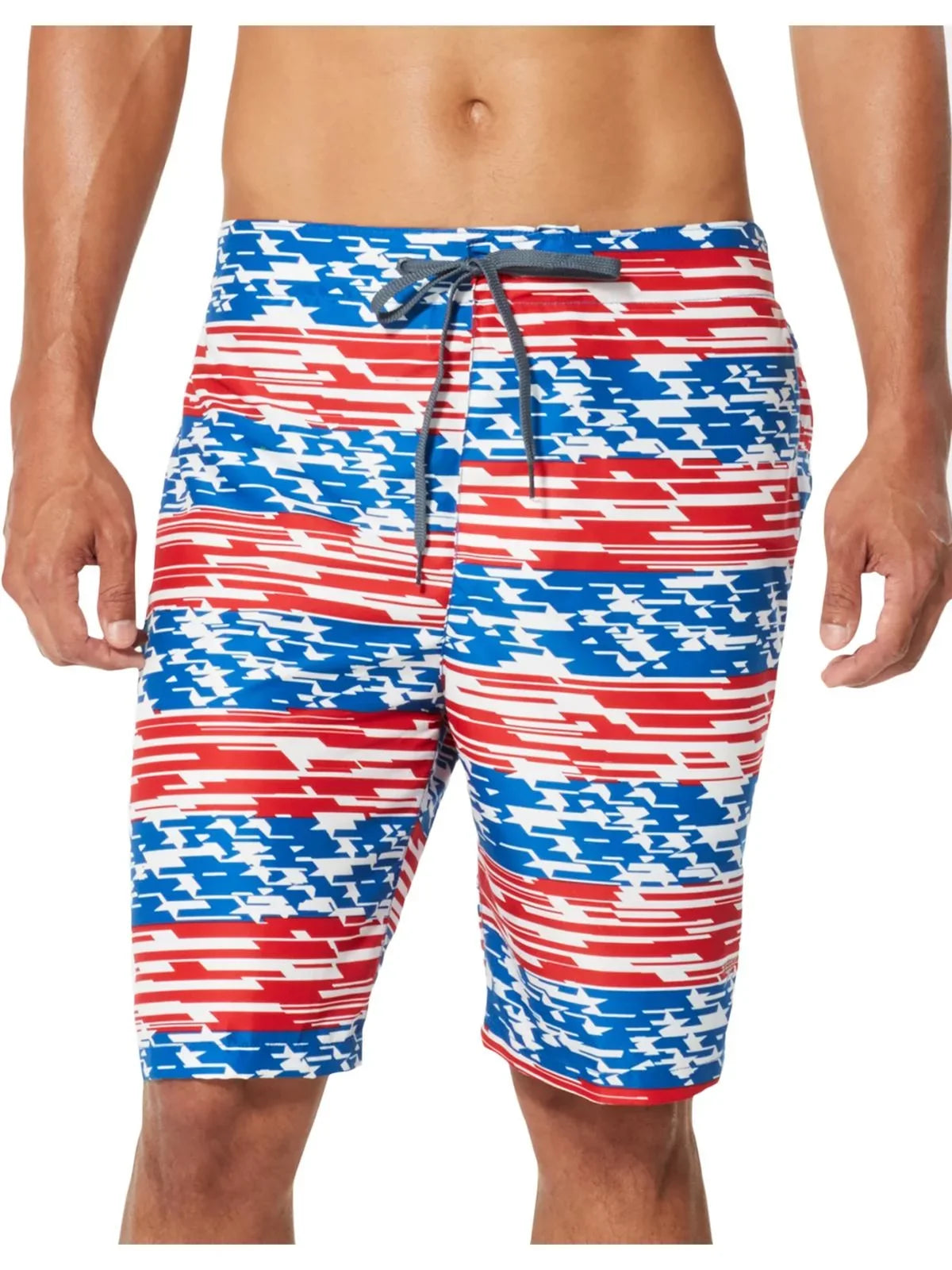 Speedo Men's American Flag Stripe TurboDri 9" -Board Swim Trunks Multi-2XL