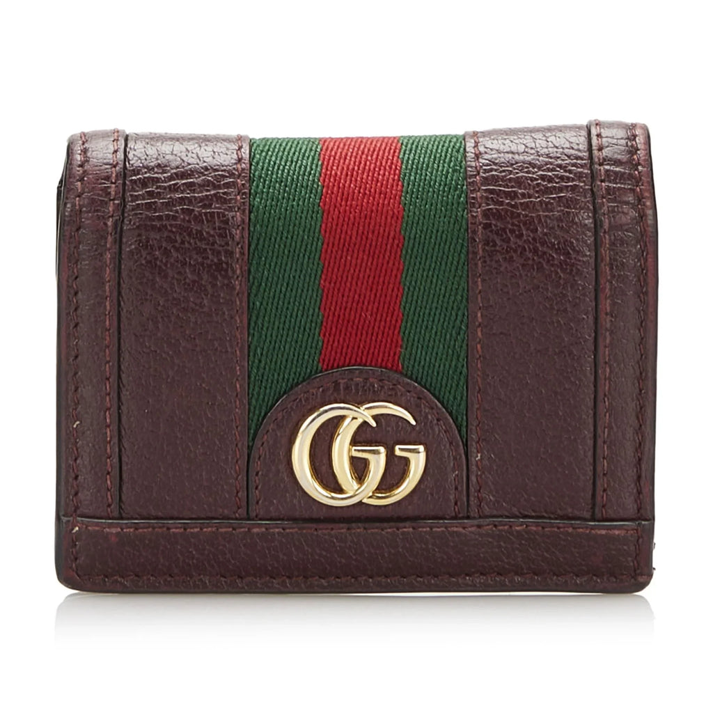 Pre-Owned Authenticated Gucci Ophidia Calf Leather Red Small Wallets Unisex (Good)