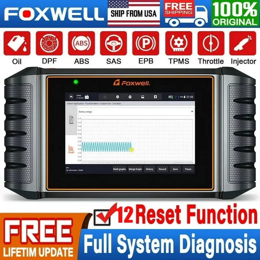 Foxwell   Scanner All Systems Diagnostic Tool  Bleeding  Calibration Oil  Throttle Reset 12 Maintainence Services Car Code Reader Free Update with a 5.5inch Touchscreen