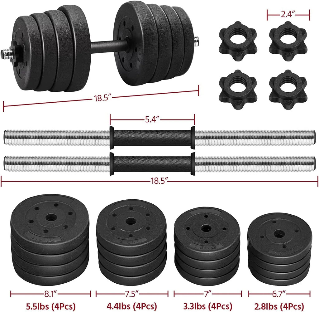 66LB Weight Dumbbell Set, Fitness Adjustable Cap Gym/home Barbell Plates Body Workout for Women and Men Strength Training