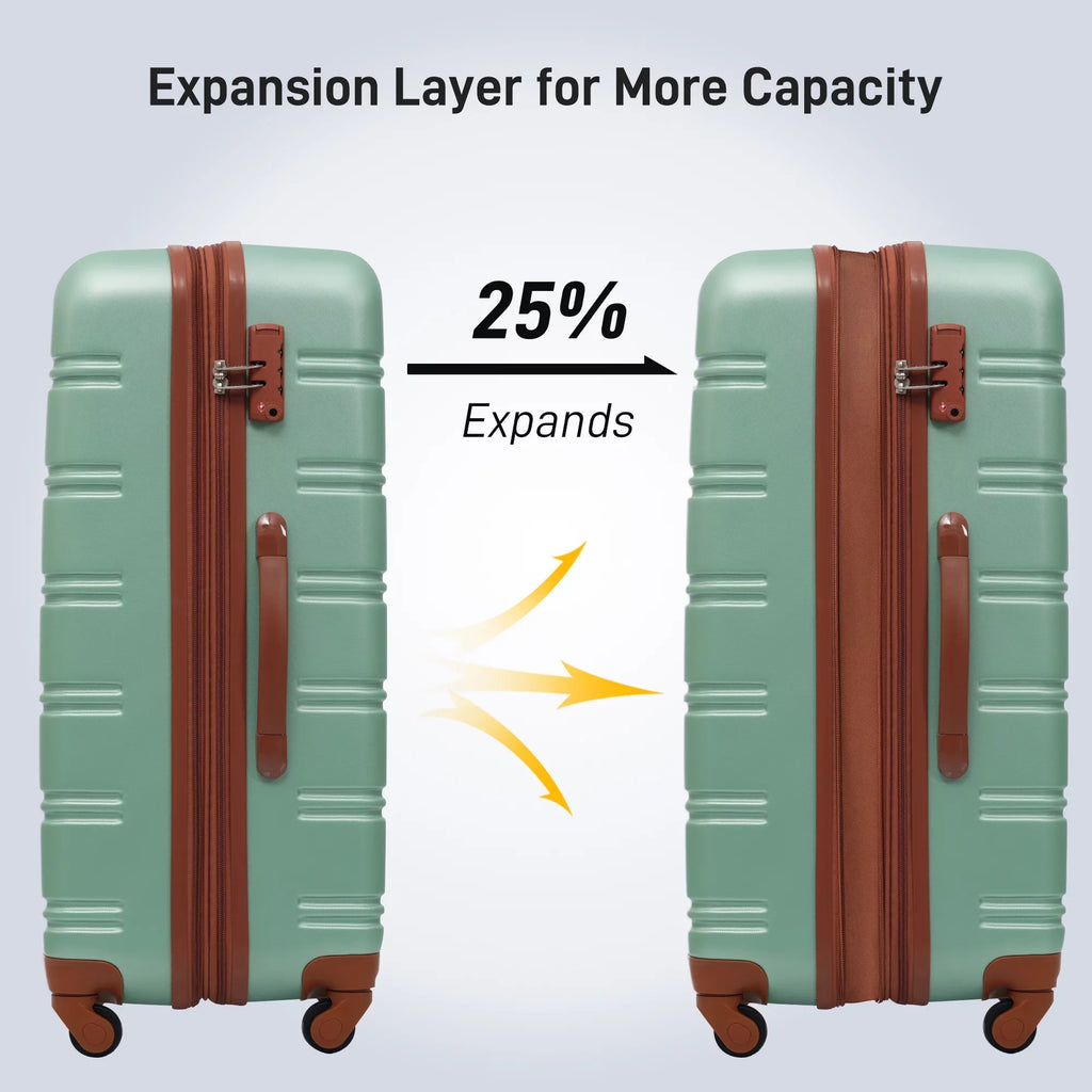 Crtynell 3 Piece Luggage Set Hardside Spinner Suitcase with  Lock 20" 24" 28" Available