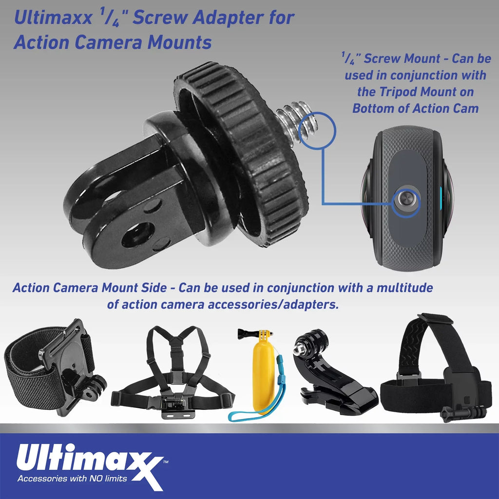Ultimaxx Deluxe Insta360   Action Cam Bundle - Includes: 64GB Extreme Pro microSDXC, 2x Glass Screen Protector, Helmet Mount Kit, Selfie-Stick & Much More (32pc Bundle)