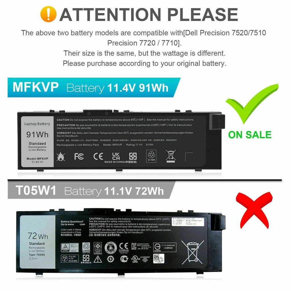 Battery For Dell Precision 15 7510 7520 17 7710 7720