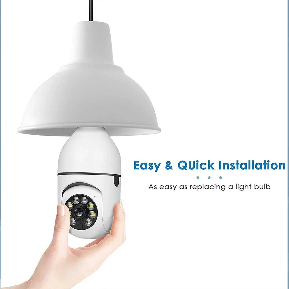 JahyShow 5GHz  Light Bulb Camera, 1080P Home Surveillance Cameras Wireless  with 360 Degree Panoramic View Lens, Night Vision, Remote Viewing, Motion Detection, Two Way Audio (2 Pack)