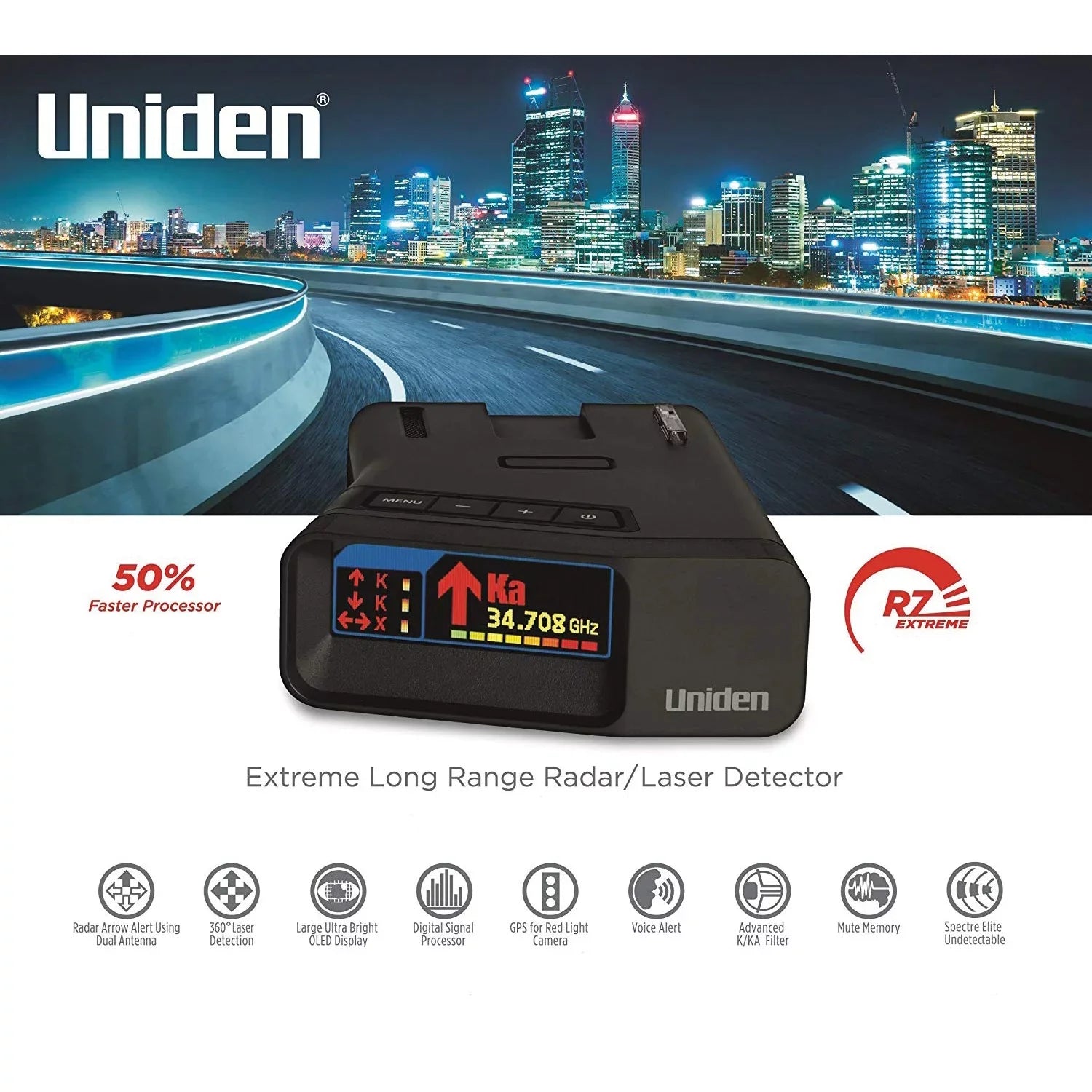 Uniden  Extreme Long-range Laser/Radar Detector With  And Threat Direction