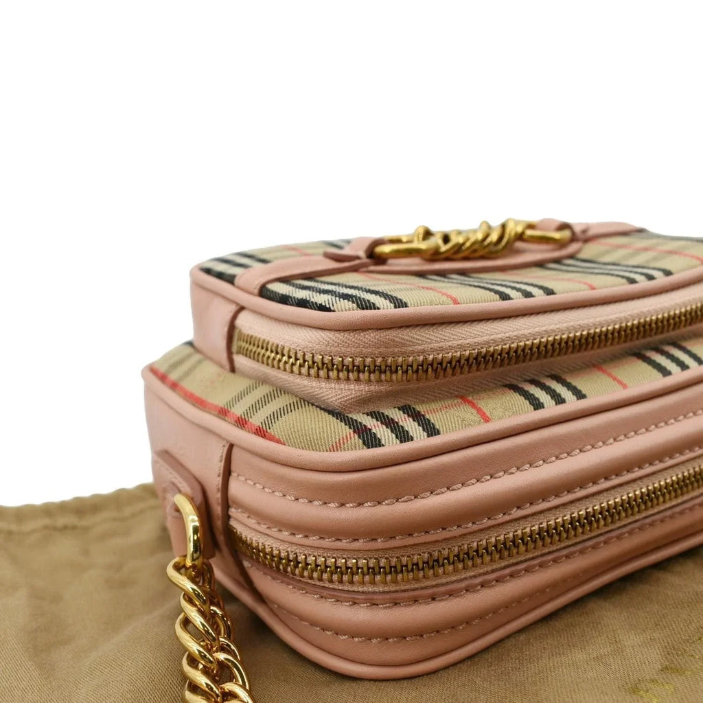 Pre-owned  1983 Knight Check Link Crossbody Camera Bag Light Pink