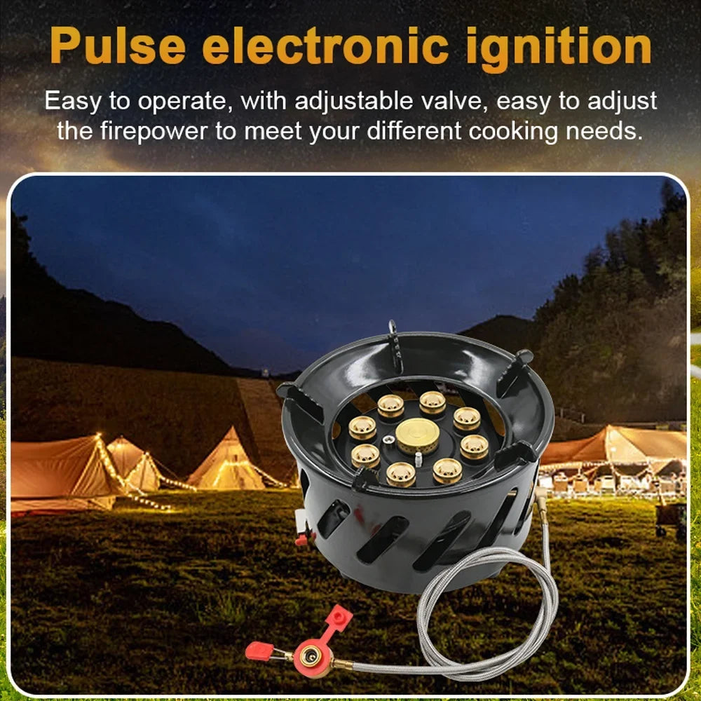 Stable Performance Camping Stove, 19800W Windproof Gas Stove for Cooking, Picnic, Hiking Outdoor Furnace