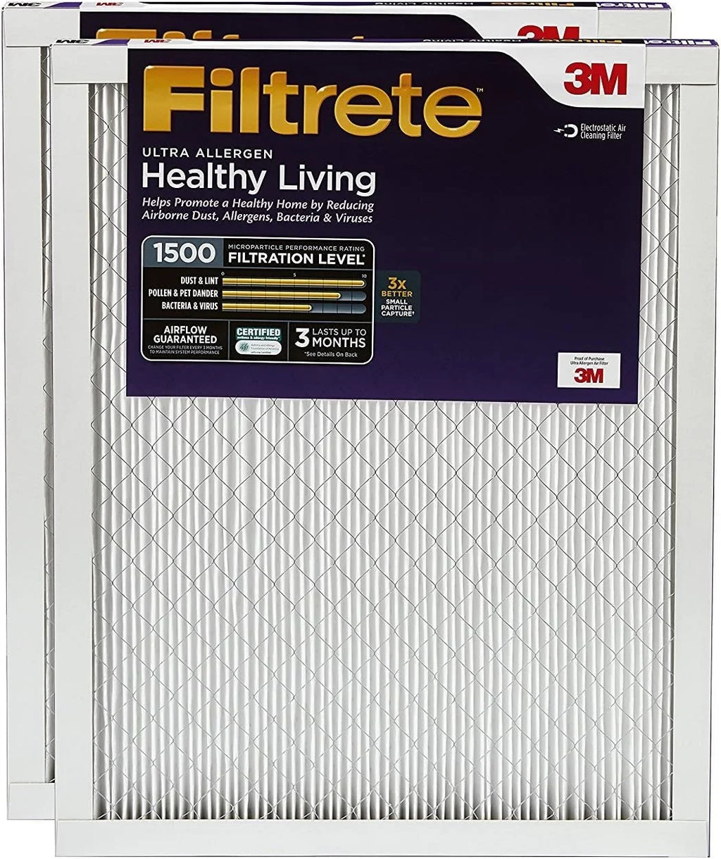Filtrete 16x24x1 Air Filter,  1500,  12, Healthy Living Ultra-Allergen 3-Month Pleated 1-Inch Air Filters, 2 Filters