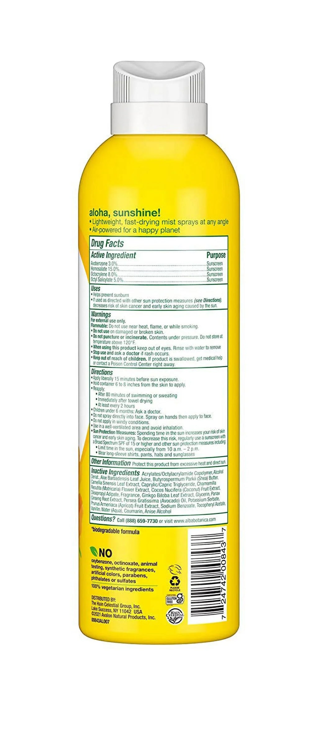 Alba Botanica Hawaiian Sunscreen Clear Spray,  50, Nourishing Coconut, Clear, 8 Fl Oz (4pack).