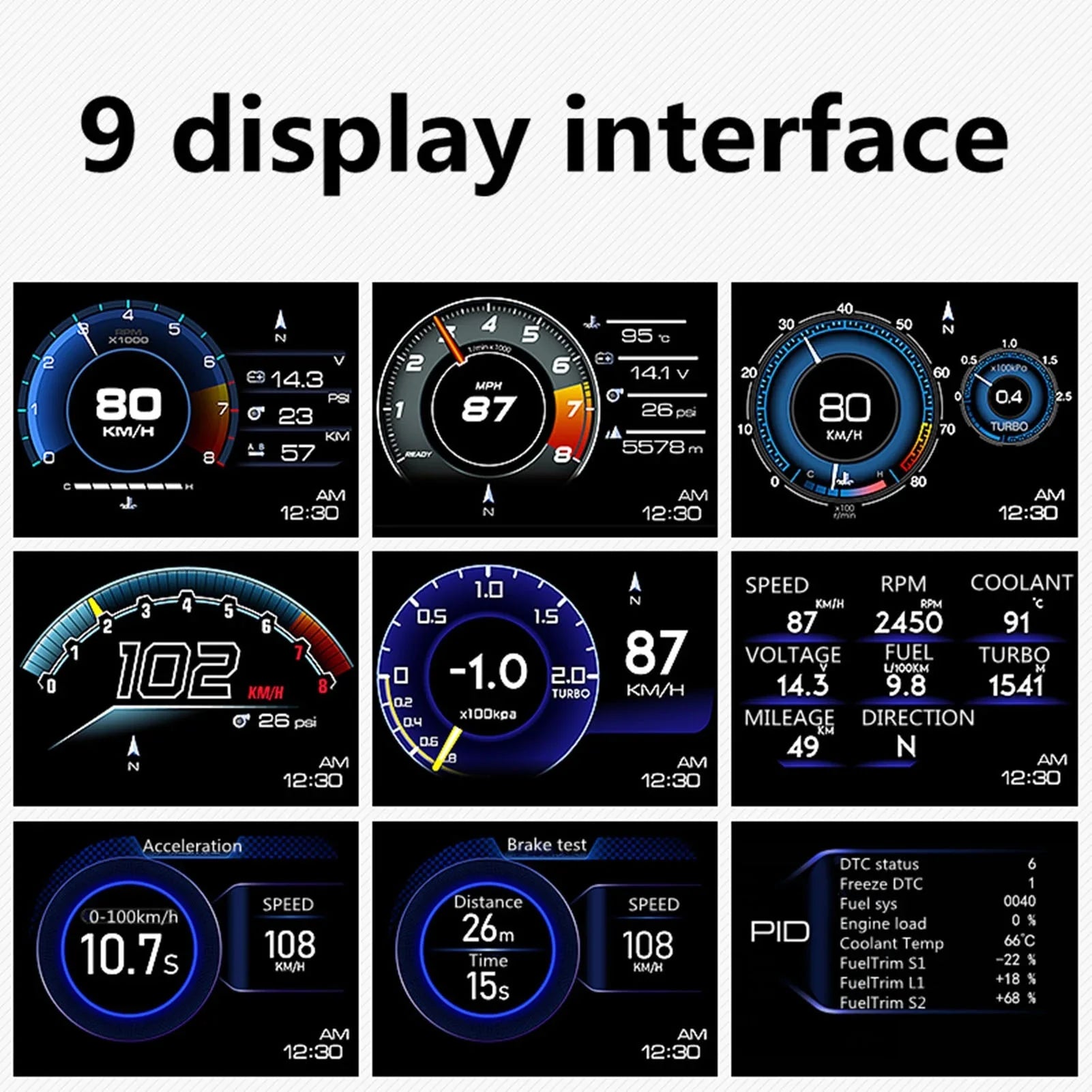 Car  Display, OBDⅡ+ Smart Gauge High Definition Speedometer Car Diagnostic Tool  Fault Code Elimination Safe Driving Computer Overspeed Fault Alarm for All Vehicles