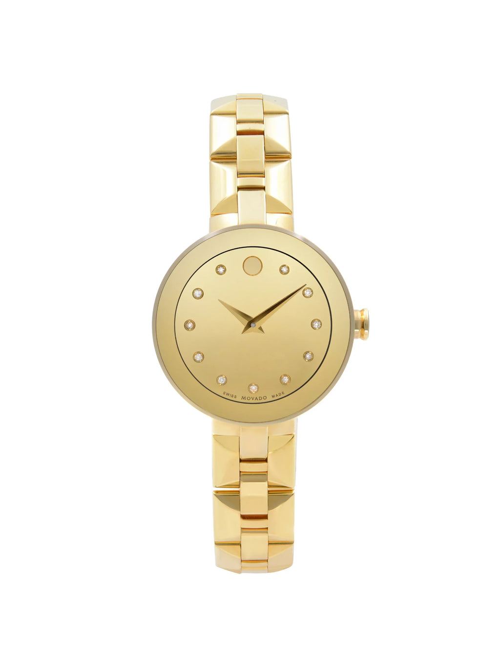 Movado Sapphire Steel Gold  Champagne Dial Quartz Ladies Watch 0606816