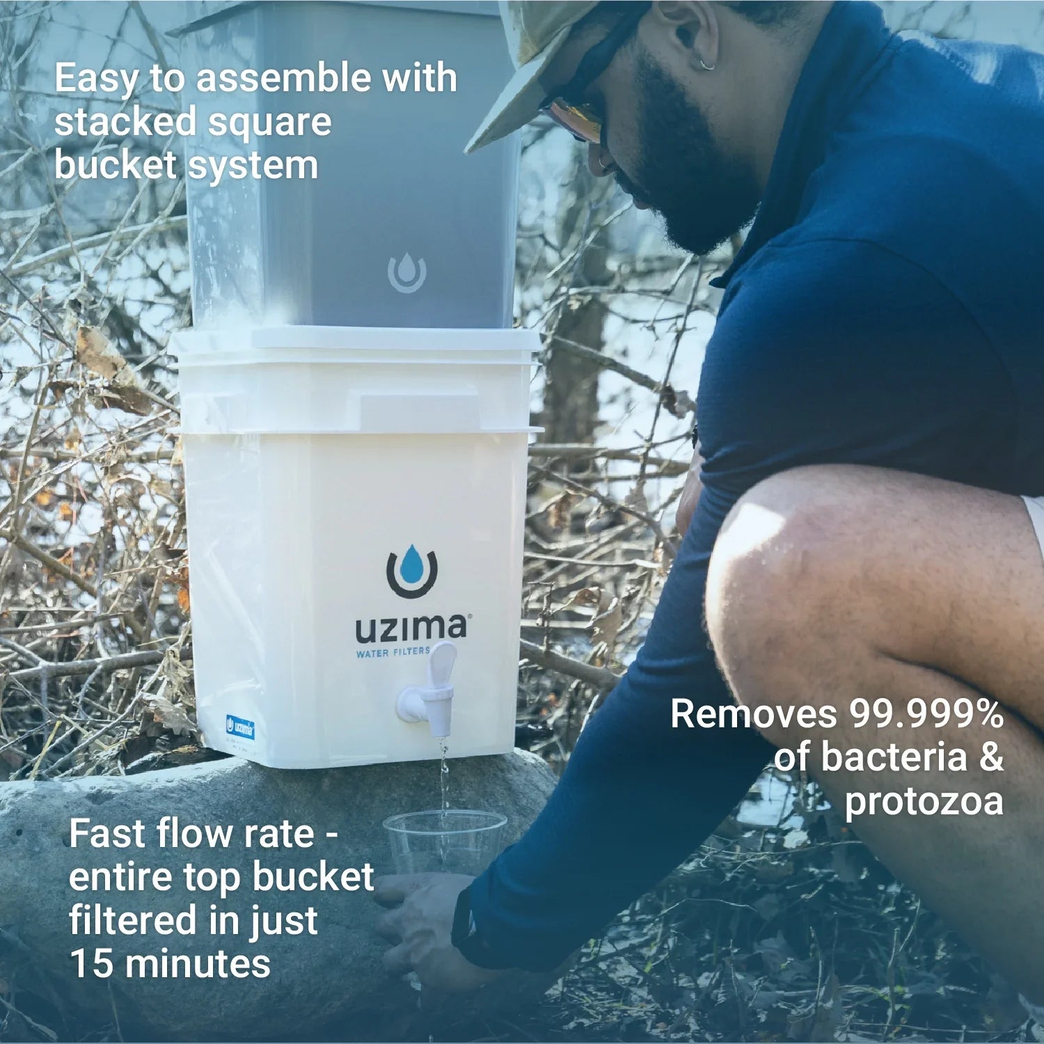 Uzima -2 camping water filter and drinking water filter system,  portable travel water filter alternative to water purification systems, water filter for camping, backpacking, and hiking