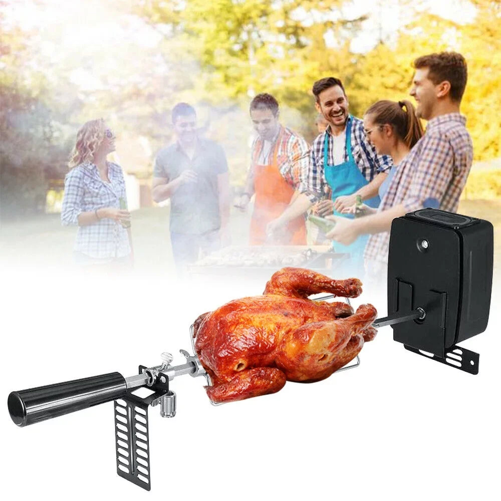 Electric Rotisserie  Grill Roaster Spit Rod Outdoor Barbecue Motor Kit Stainless Steel