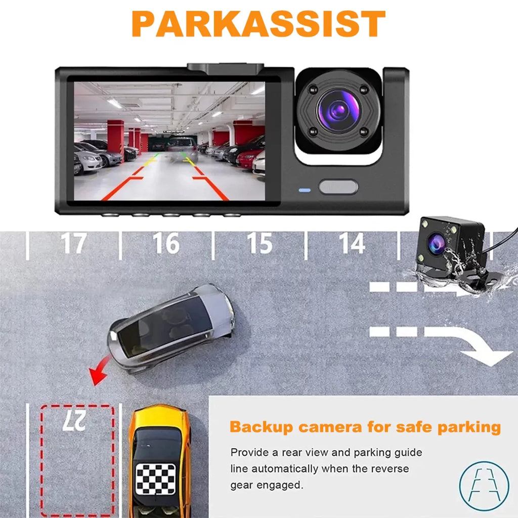 Moobody  Versatile Dash Cam for Car Safety,3-in-1 Car Safety Dash Cam,1080P+720P+480p, Car Rearview Mirror