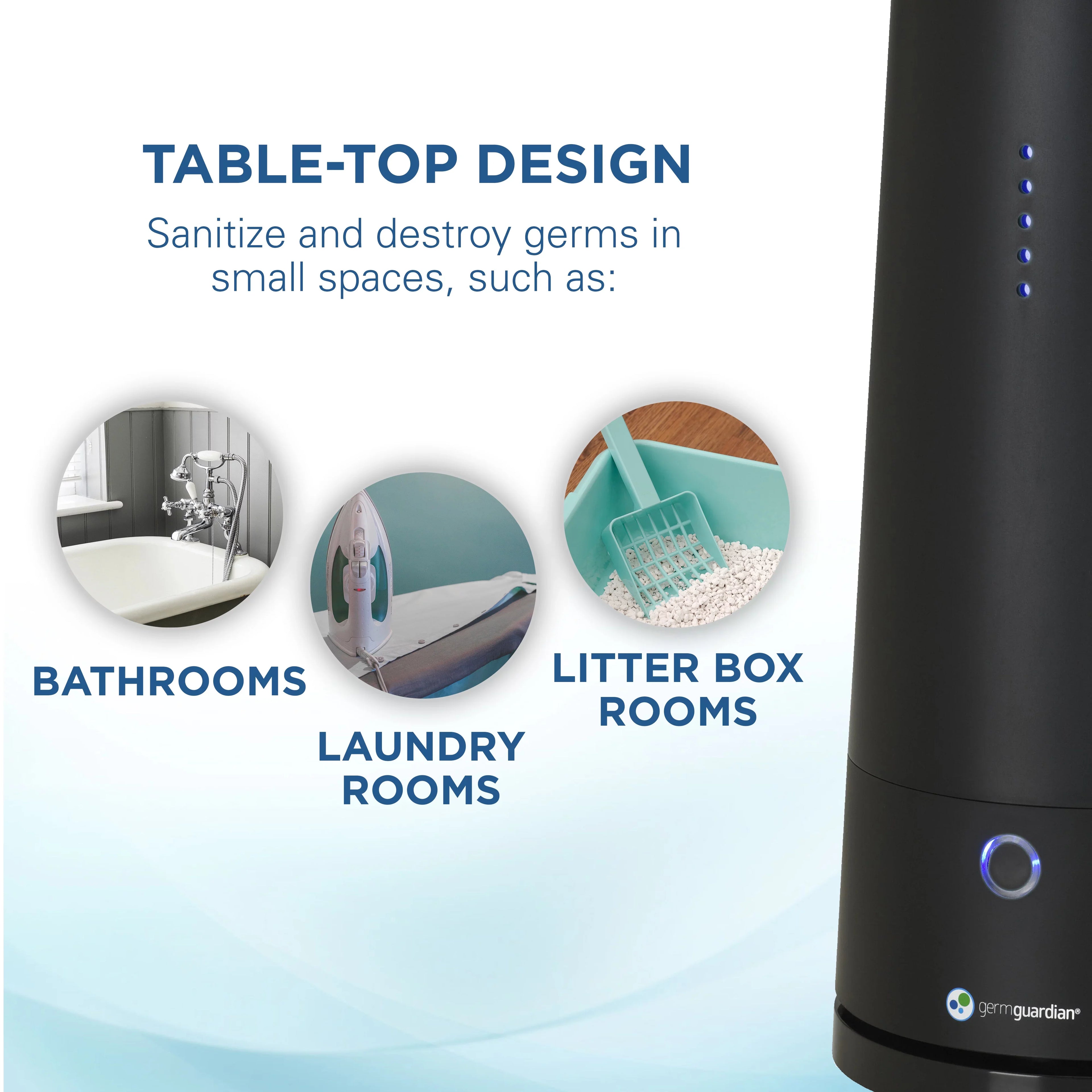 GermGuardian Tabletop - Air Sanitizer with 2 Speeds Reduces Odors and Germs, , Black