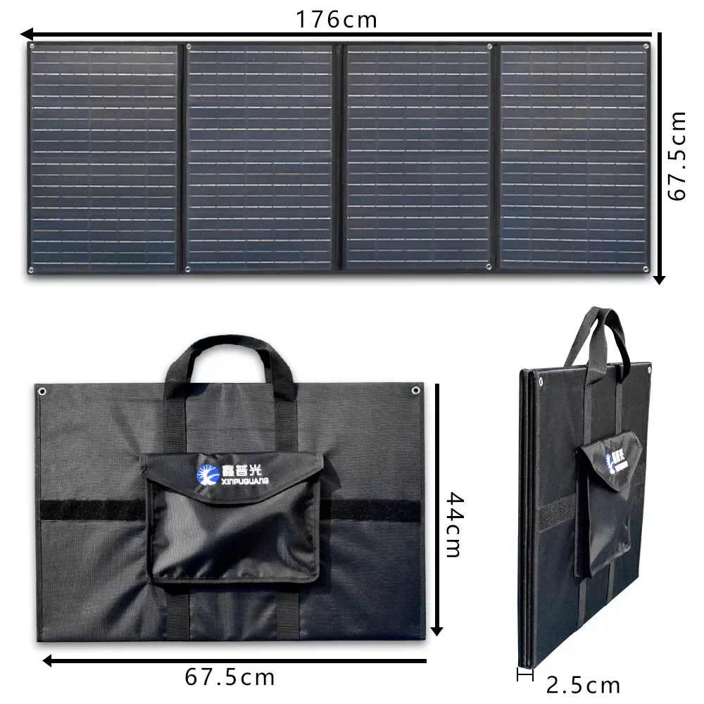 200w 12v Foldable Solar Panel Kit 4 x 50 watt Solar Charger 20A Charge Controller for Camping, Hiking, 12 volt Outdoor Leisure Battery Power Generator Station Black