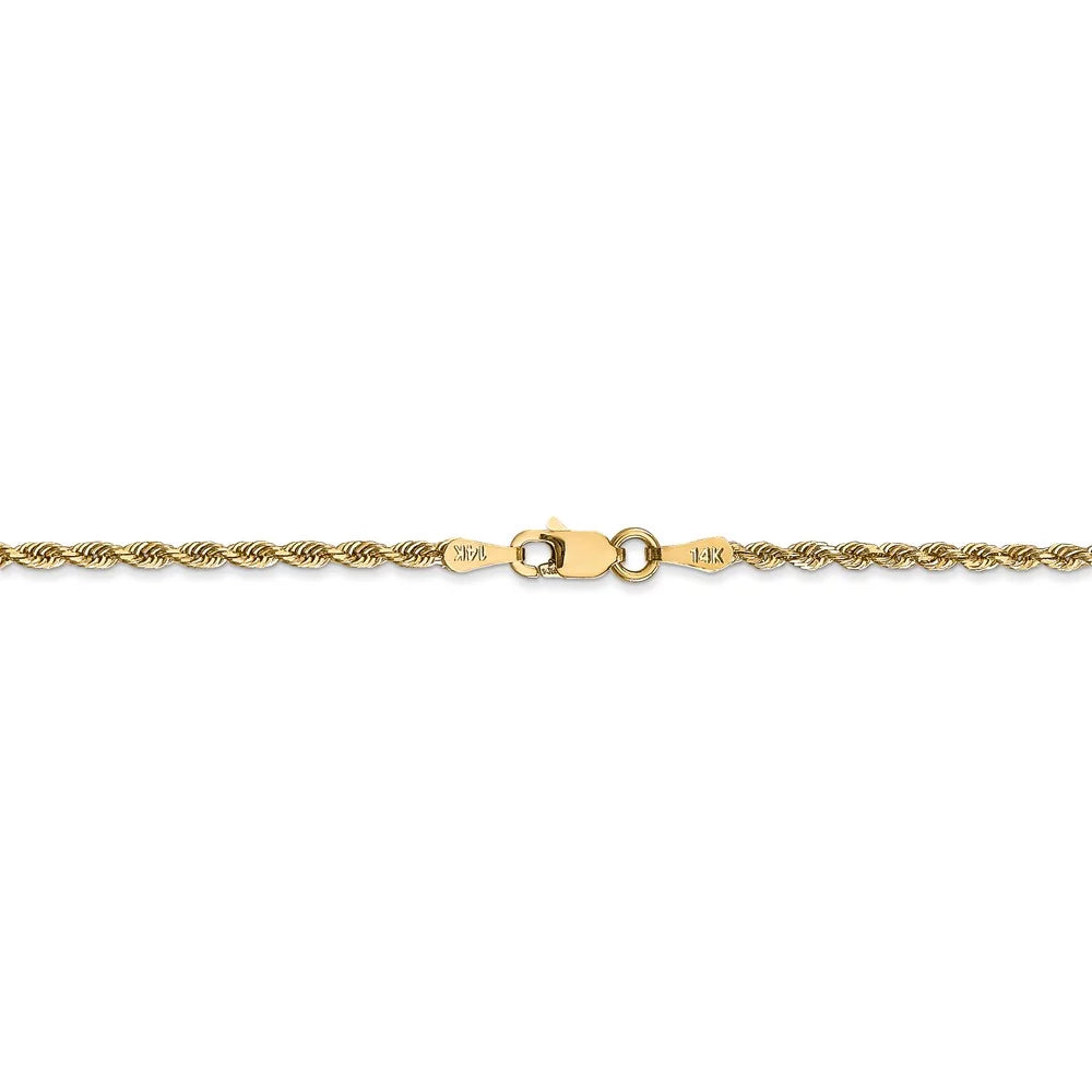 Real 14kt Yellow Gold 2.00mm Diamond Cut Quadruple Rope Chain Chain Bracelet; for Adults and Teens; for Women and Men