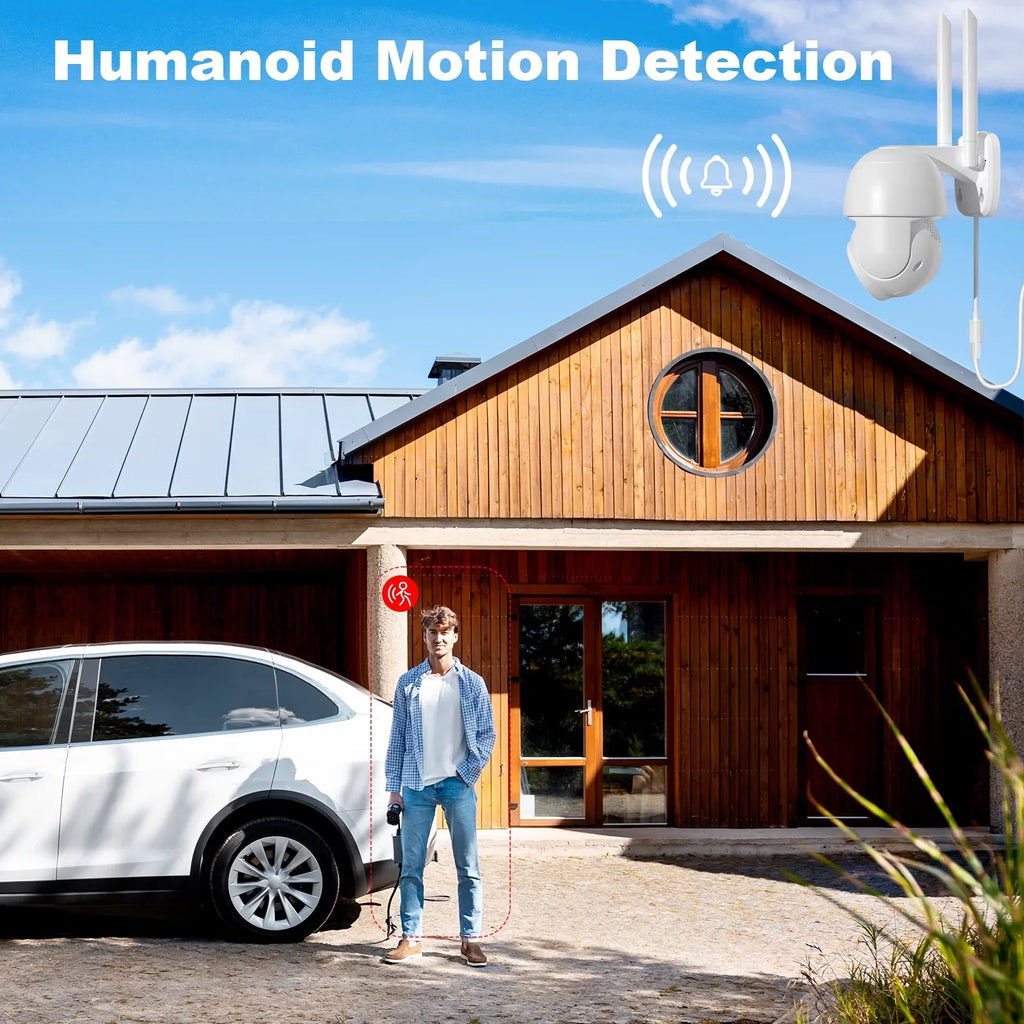 2K Solar Security Camera Outdoor with Spotlight, Wireless WiFi, 4X Digital Zoom, 360° View ,  Motion Detection, Full Color Night Vision, Spotlight, Two-Way Talk