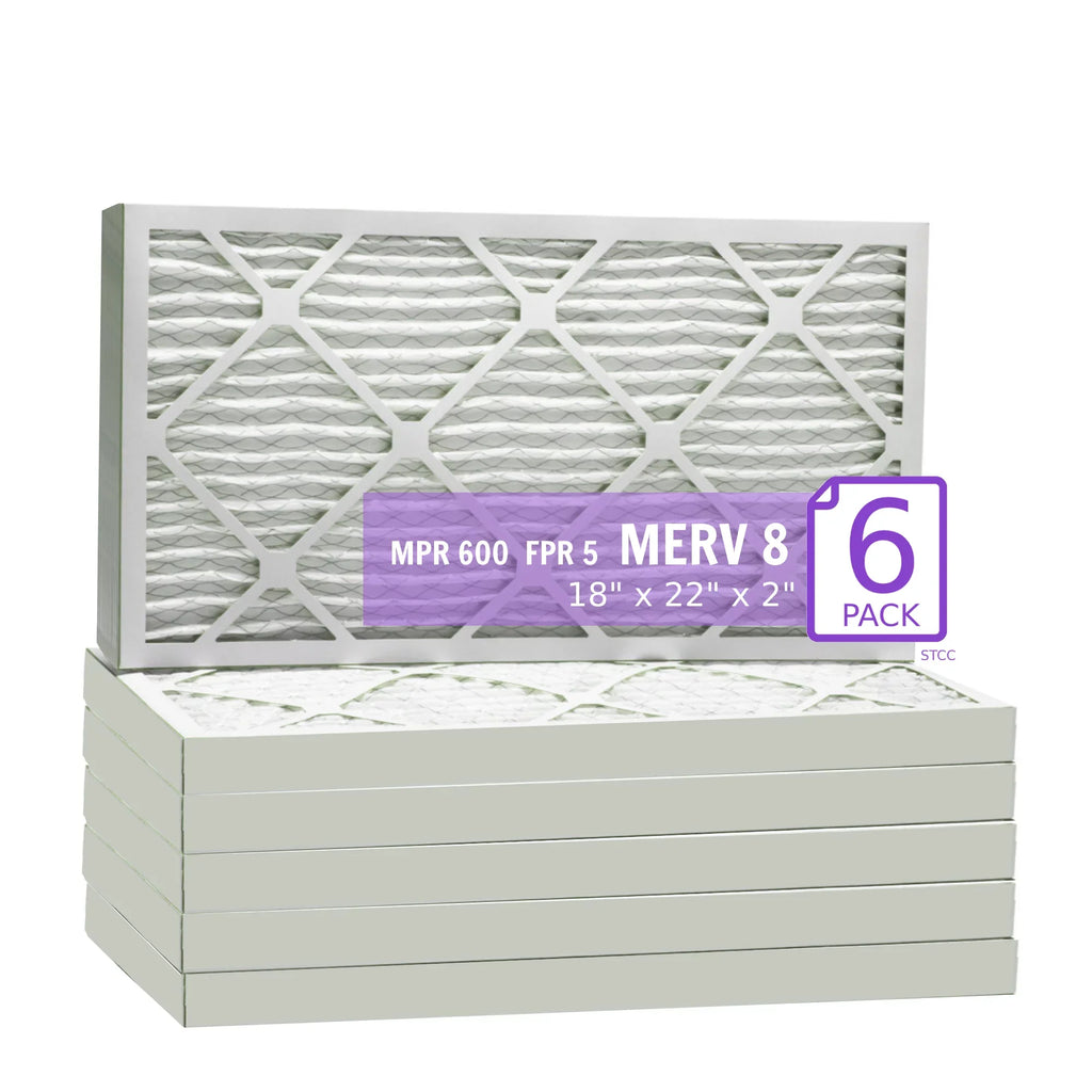 18x22x218x22x2, Purolator  Extended Surface Pleated Air Filter, Mechanical  8, (6 Pack)