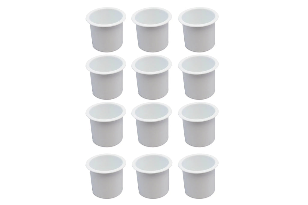 12 Cup Holder Plastic Pocket Recessed Drop In Insert Universal for Boat  Car Truck Sofa Game Table Marine Pontoon Motorhome Camper White