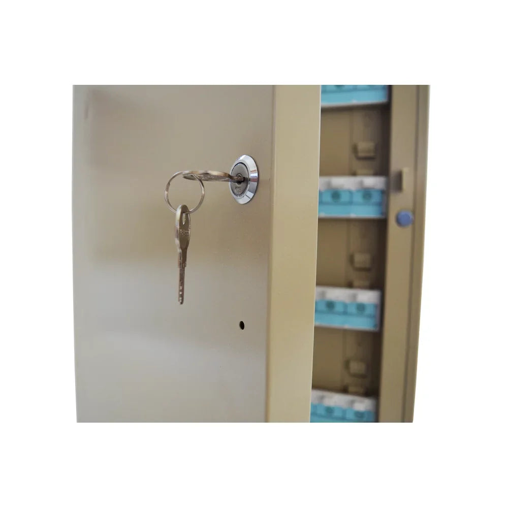 Key Cabinet 100 Hooks Lock Box Wall Mount Key Organizer Beige