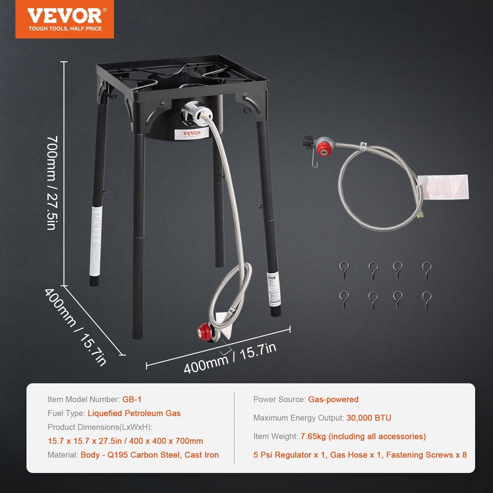 Single Burner Outdoor Camping Stove Cooking Stove Portable  Gas Cooker Heavy Duty Gas Cooker w/Detachable Legs Stand & Adjustable  Regulator, Propane Burners 30000BTU