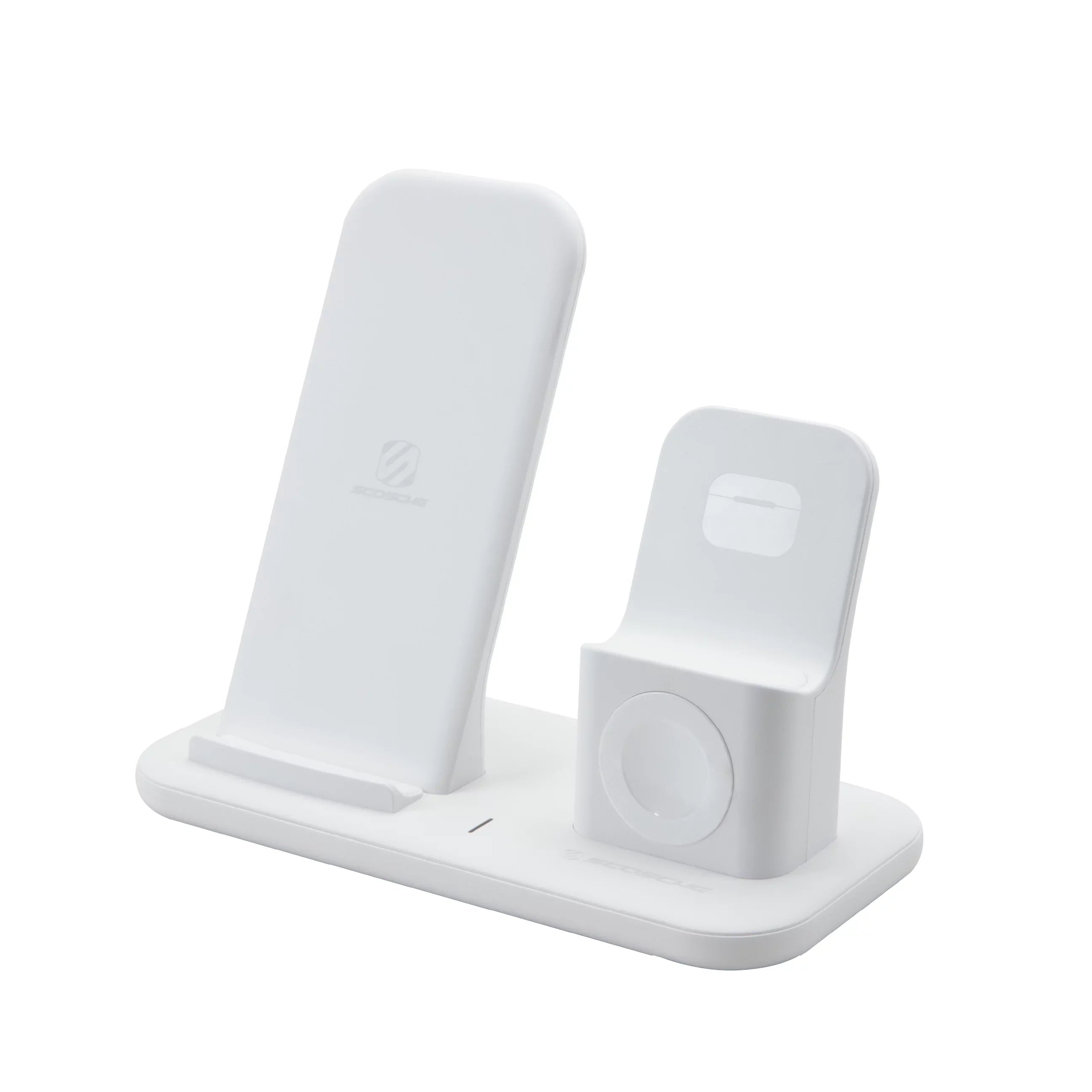 Scosche - Qi-Enabled Smartphones, Watches and Earbuds, Qi-Certified Wireless Charging Dock, White