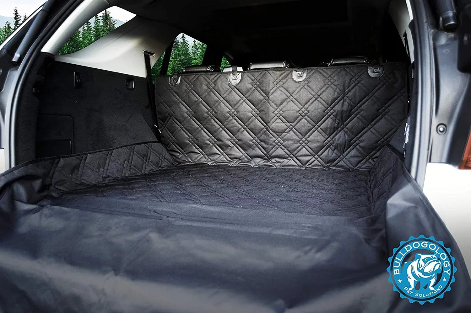 Bulldogology  Cargo Liner for Dogs - Heavy Duty Pet Trunk Cargo Cover - Dog Car Seat Cover Waterproof Nonslip - Dog Hair, Muddy Paws, Scratches Protector for Cars (Large, 55x82")