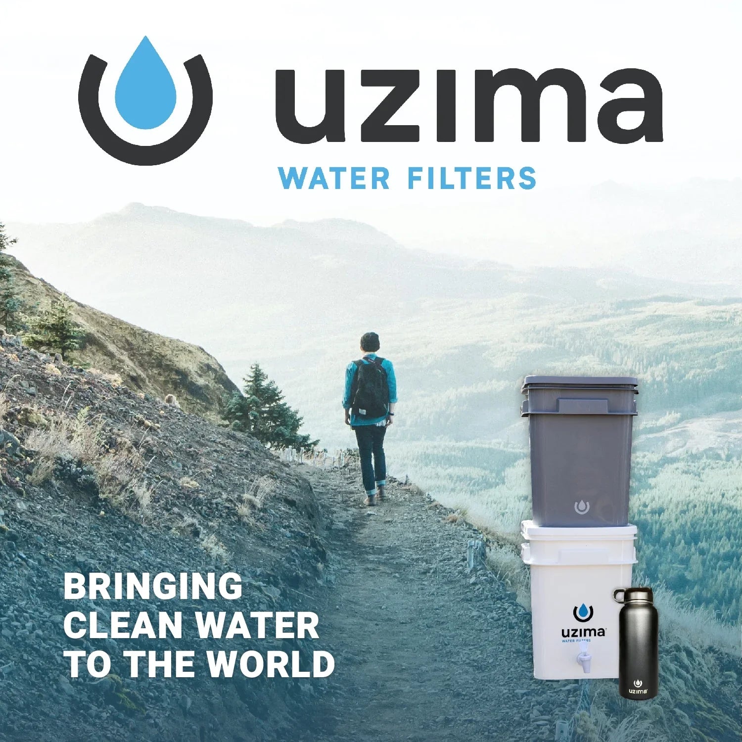 Uzima -2 camping water filter and drinking water filter system,  portable travel water filter alternative to water purification systems, water filter for camping, backpacking, and hiking