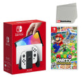 Nintendo Switch  Console White with Mario Party Superstars and Screen Cleaning Cloth