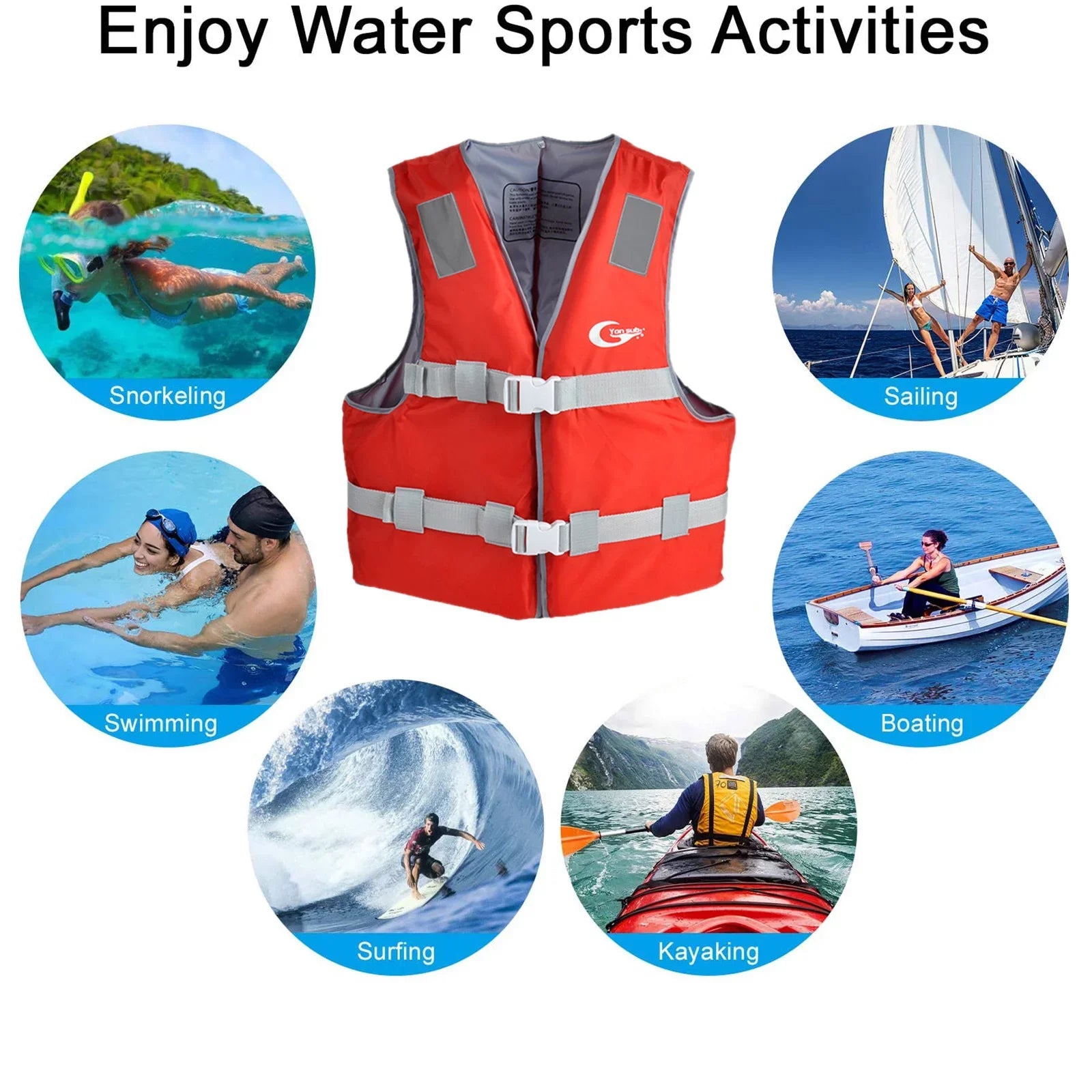 Life Jackets Water Sport Boating Jacket for Adults Outdoor Swim Vest Adults