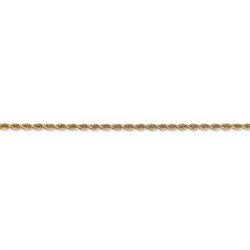 Real 14kt Yellow Gold 2.00mm Diamond Cut Quadruple Rope Chain Chain Bracelet; for Adults and Teens; for Women and Men