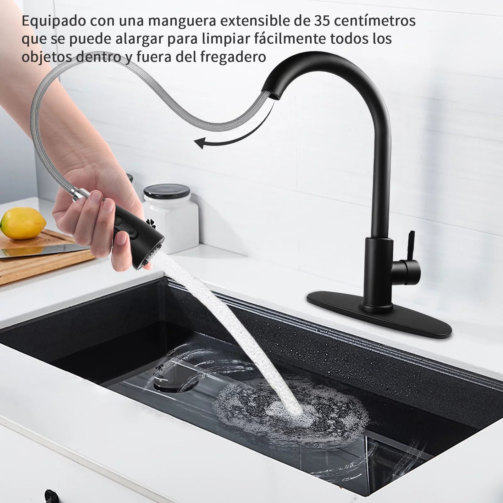 Kitchen Faucet with Pull Down Sprayer, High Arc Single Handle Kitchen Sink Faucet with Deck Plate, Commercial Modern Stainless Steel Kitchen Faucets for Kitchen, , Bar, Silver
